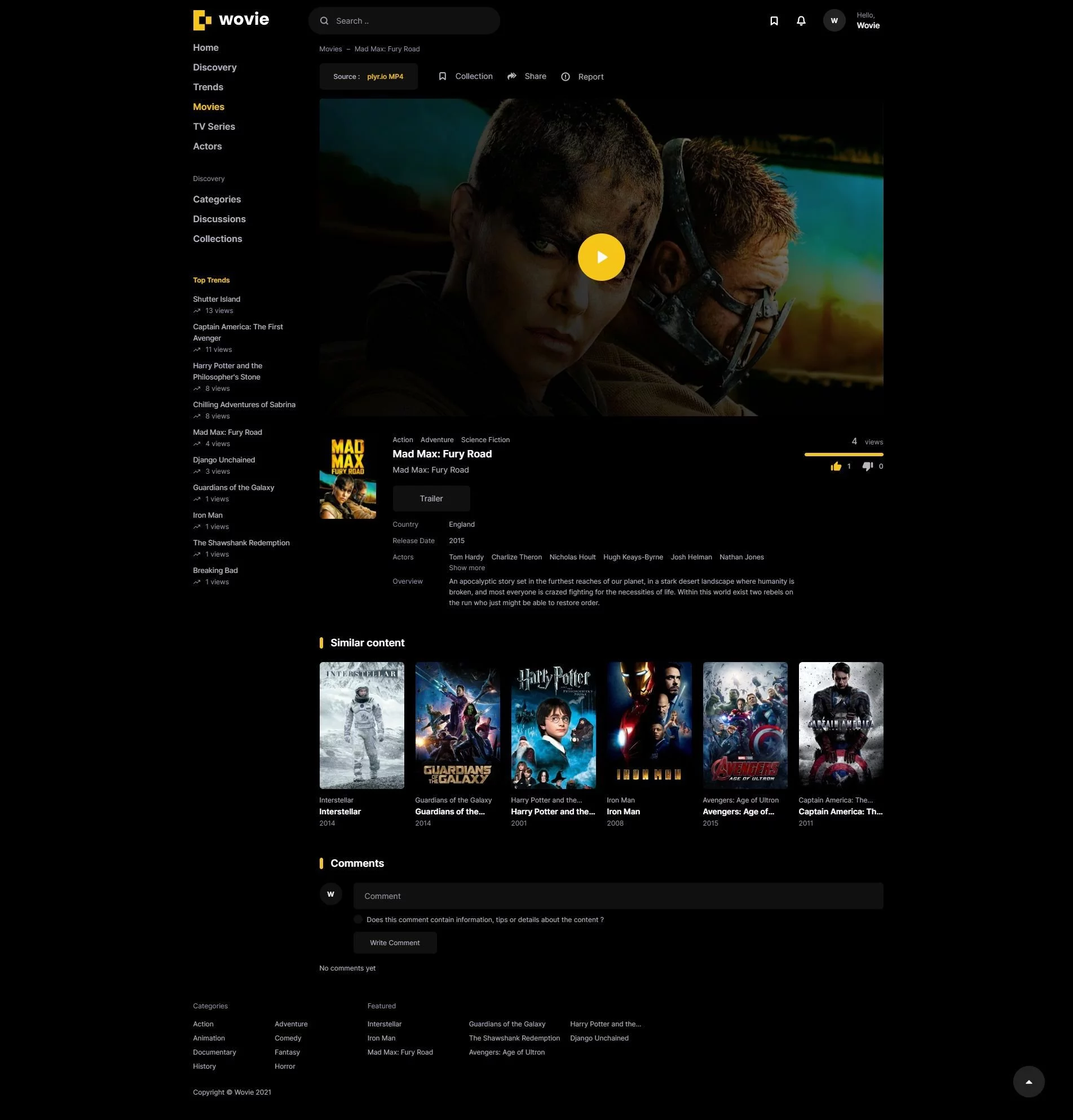 Wovie – Movie and TV Series Streaming Platform Script