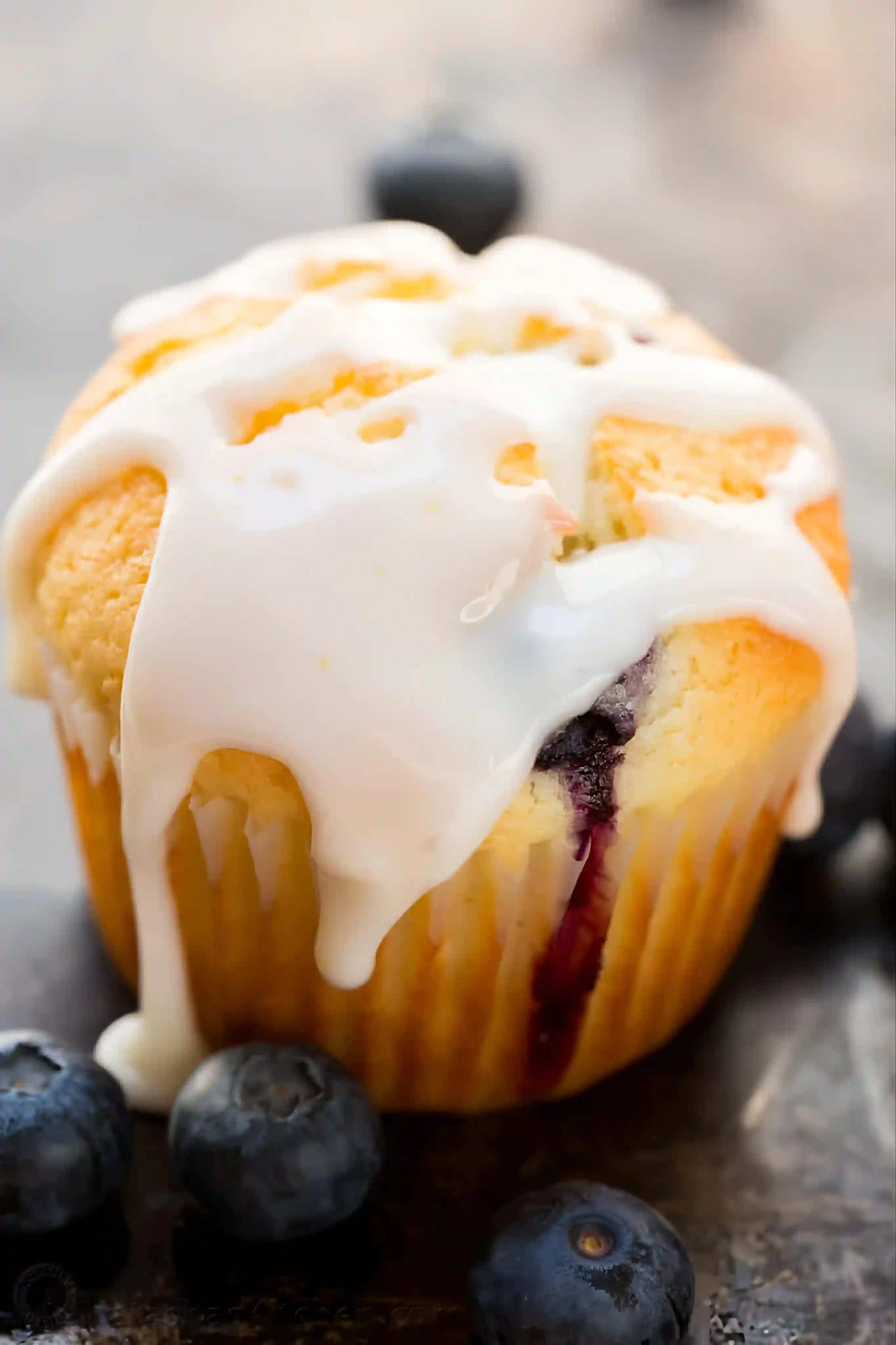 Blueberry Muffins with Lemon Glaze